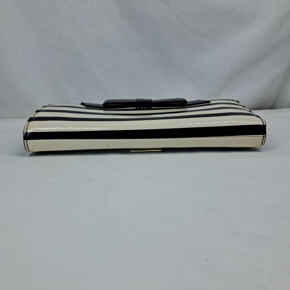 Kate Spade Chelsea Park Nisha Black Cream Bow & Stripe Wallet - Picture 6 of 12